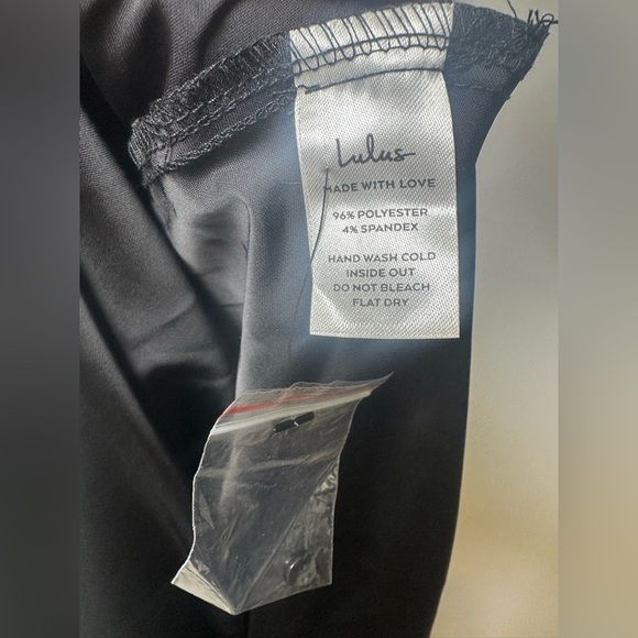 NWT! Lulu's Classic Elegance Black Satin Sleeveless Mock Neck Maxi Dress. large - Picture 8 of 10